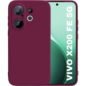 Vivo X200 Fe Uyumlu Silikon Kılıf - Kamera Korumalı Esnek Pastel Renk Kapak - Bordo