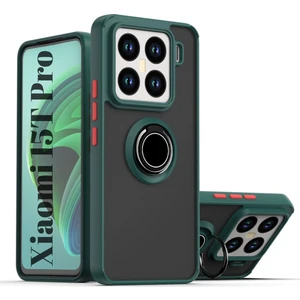 Xiaomi 15T Pro Uyumlu Kılıf Yüzüklü Standlı Extra Darbe Koruma Sert Silikon Kapak - Yeşil