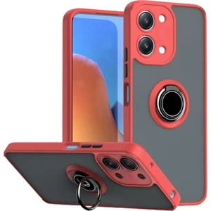 Redmi 15C Uyumlu Kılıf Yüzüklü Standlı Extra Darbe Koruma Sert Silikon Kapak - Kırmızı