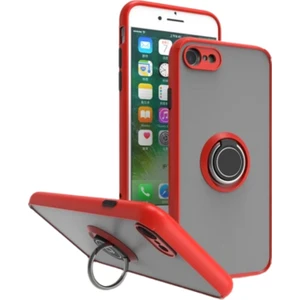 Apple iPhone Se 2 Uyumlu Kılıf Yüzüklü Standlı Extra Darbe Koruma Sert Silikon Kapak - Kırmızı