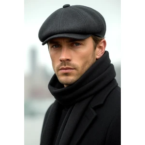 Erkek Kaşe Kışlık Kasket Şapka - Peaky Blinders Kaşe Kumaş Klasik Düz Kasket