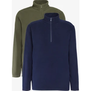 2'li Paket  Standart Fit Dik Yaka Soğuk Geçirmez Polar