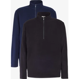 2'li Paket  Standart Fit Dik Yaka Soğuk Geçirmez Polar