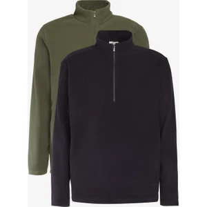 2'li Paket  Standart Fit Dik Yaka Soğuk Geçirmez Polar