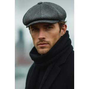 Erkek Kaşe Kışlık Kasket Şapka - Peaky Blinders Kaşe Kumaş Klasik Düz Kasket