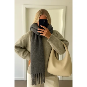 SF Collection Gri Düz Yumuşak Dokulu Puffy Atkı Şal