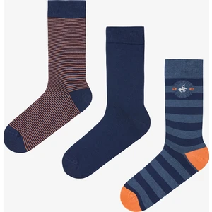 Çok Renkli Erkek Blue Stripe 3lü Soket Çorap