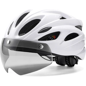 Bisiklet Kaskı, Arka Lamba Gözlükleri ile Bisiklet Kaskı Yetişkin Erkekler Için Ayarlanabilir Dağ Bisiklet Kaskı Beyaz Beyaz (Yurt Dışından)