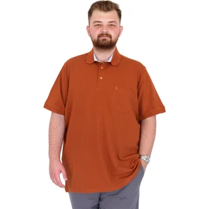 Mode Xl Büyük Beden Erkek T-Shirt Polo Yaka Cepli Klasik Pike 20552 Tarçın
