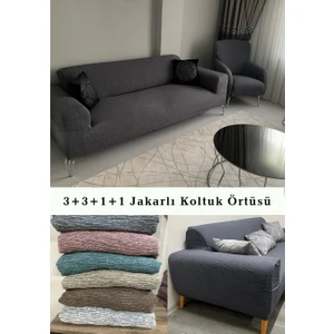 Koltuk Örtüsü 3+3+1+1 Takımı Lastikli Esnek Yıkanabilir Çekyat Kanepe Kılıfı