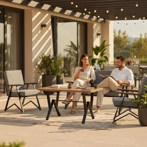 Tu Tienda MELİSA 2 1 1 MASA(70X120) BAHÇE BALKON MUTFAK TAKIMI,GRİ