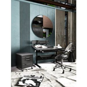 Creo Mobili Kurumsal Çalışma Alanlı Ofis Masası + Sandalye + Keson - Antrasit/Gri - Vega Delüx