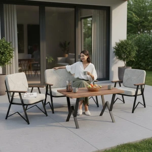 Tu Tienda MELİSA 2 1 1 MASA(70X120) BAHÇE BALKON MUTFAK TAKIMI,KREM