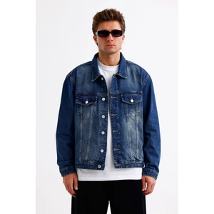 Erkek Mavi Kot Ceket Oversize