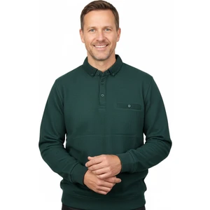 Erkek Kışlık Kazak Polo Yaka Oxford Fleto Cepli Dokulu Rahat Kesim Tam Kalıp