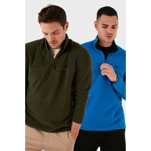 Slim Fit Anti-Pilling Tüylenme Yapmayan Bato Yaka Şardonlu 2'li Paket Polar Erkek Polar 5906001S2