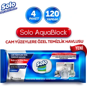 Aquablock Cam Yüzeylere Özel Temizlik Havlusu 4'lü 120 Yaprak