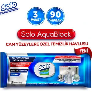 Aquablock Cam Yüzeylere Özel Temizlik Havlusu 3'lü 90 Yaprak