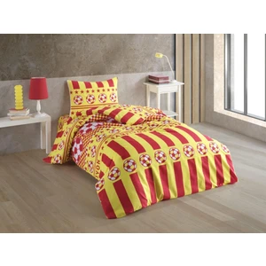 Sarı Kırmızı Taraftar Desenli Tek Kişilik Nevresim Takımı