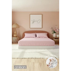 Düz Pudra Lastikli Ranforce Çarşaf  %100 Pamuk Tek/Çift Kişilik Ev, Otel Çarşafı