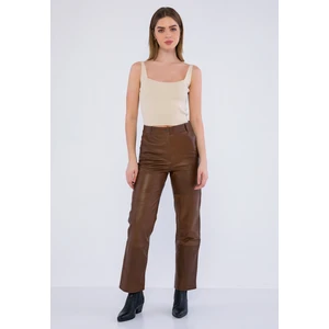 Basic & More Kadın Deri Pantolon