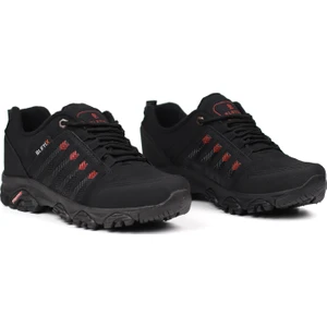 Erkek Siyah Kırmızı Outdoor Trekking Ayakkabı Kaymaz Taban Suya Dayanıklı Hafif Rahat Günlük Yürüyüş ve Dağ Spor Ayakkabısı