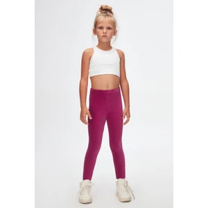 Mor Kız Çocuk Fitilli Kadife Tayt