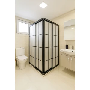 Siyah Profil Karolaj Desen Mika Duşakabin Köşe