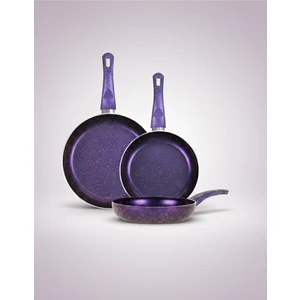 Premium 3'lü Granit Tava Seti Yanmaz Yapışmaz Çizilmez Mor | 20-24-28 cm |