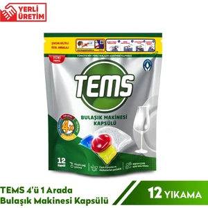 Tems 4 Etkili Bulaşık Makinesi Kapsül Deterjanı 12'li 12 Yıkama