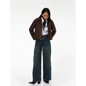 Düşük Bel Düz Paça Pamuklu Straight Yıkamalı Bol Jean Pantolon - Loose Straight Fit Jean