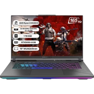 Rog Strix G16 G614PH-RV056 Amd Ryzen 9 8940HX 32GB 1tb SSD RTX5050-8GB 115W Freedos 16" 165Hz Wuxga Taşınabilir Bilgisayar