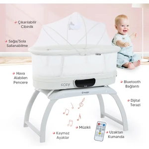 4 In 1 Cozy Terazi Özellikli Bluetooth Müzikli Kumandalı Portatif Otomatik Sallanabilir Beşik