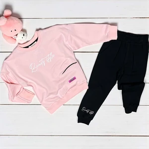 Beauty Baskılı Kız Eşofman Takım - Pembe - 5 Yaş Pembe