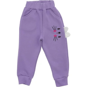 Kedi Nakışlı Üç Iplik Şardonlu Eşofman Alt - Lila - 2 - 3 Yaş - ATA30365.0-LILA-2 - 3 Yaş Lila