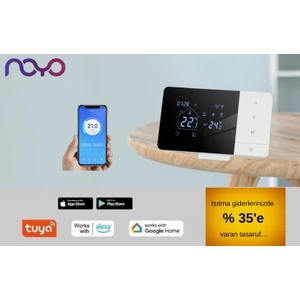 Wifi Kablosuz Oda Termostatı Tuya Smart Siyah