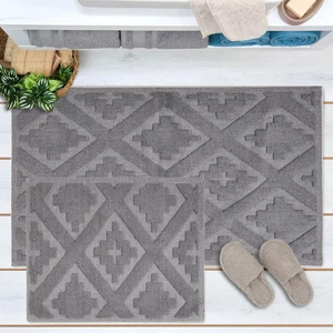 Soft Nil 2'li Banyo Paspası - Gri - 60X100 cm + 50X60 cm