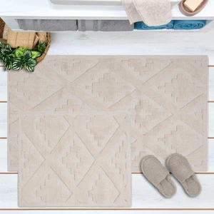 Soft Nil 2'li Banyo Paspası - Ekru - 60X100 cm + 50X60 cm