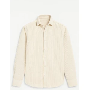 Fitilli Erkek Kadife Gömlek - Ekru