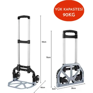 Yeni Nesil Profesyonel Katlanır El Arabası Koli Yük Eşya Paket Taşıma El Arabası