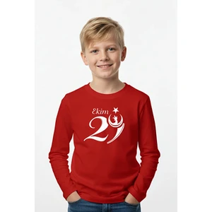 29 Ekim Baskı Temalı Uzun Kollu Erkek Çocuk Sweatshirt