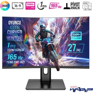 WRP27-165-B 27" 165HZ 1ms Rgb 1000R Curved (Hdmı + Display Port) Freesync + G-Sync Fhd Oyuncu Monitörü