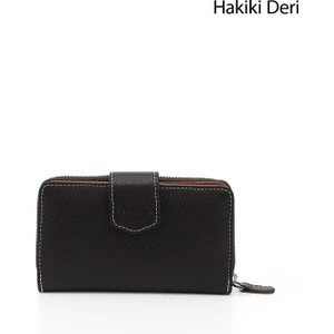 Kadın Kahverengi - Camel Yatay Hakiki Deri Cüzdan