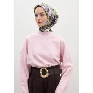 Mürdüm Lotus Desen Pamuklu Viskon Eşarp