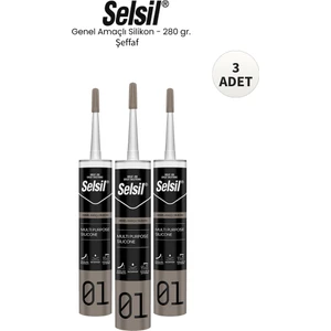 Genel Amaçlı Şeffaf Silikon 280 Gr. - 3 Adet