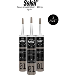 Genel Amaçlı Siyah Silikon 280 Gr. 3 Adet