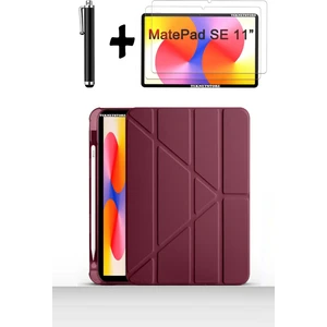 Huawei Matepad Se 11'' Inç 2024 Uyumlu Kalem Bölmeli Standlı Kılıf + Ekran Koruyucu + Kalem 3'lü Set