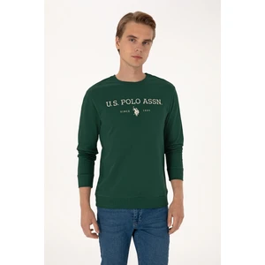 U.S. Polo Assn. Erkek Regular Fit Bisiklet Yaka Koyu Yeşil İnce Basic Sweatshirt 50313743-VR079