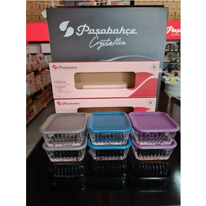 Frezya Kapaklı Cam Saklama Kabı 6 Lı Kahvaltılık 3 Renk