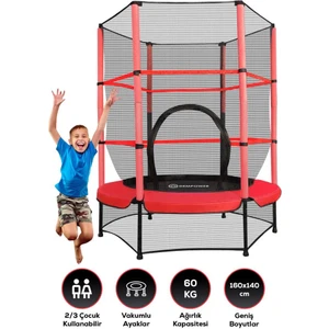 60 kg Taşıma Kapasiteli 160X140 cm Koruma Fileli Çocuk Trambolin